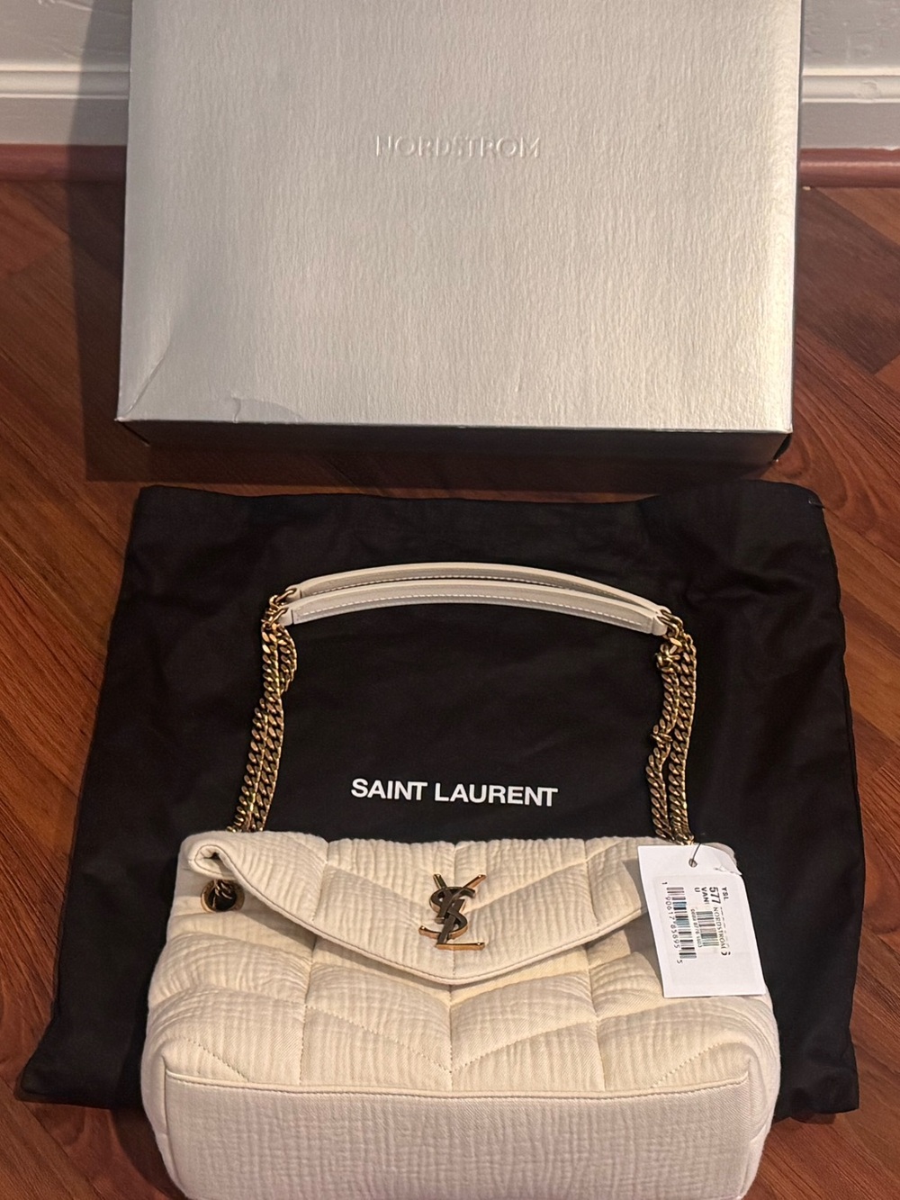 NWT Authentic YSL Loulou Puffer Off White Cream Color Shoulder Crossbody